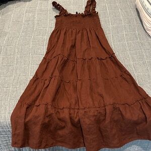 Charming Brown Tiered Maxi Dress by Quince NWOT